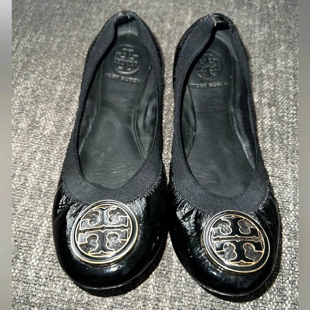 Tory Burch Caroline Black Patent Ballet Flats